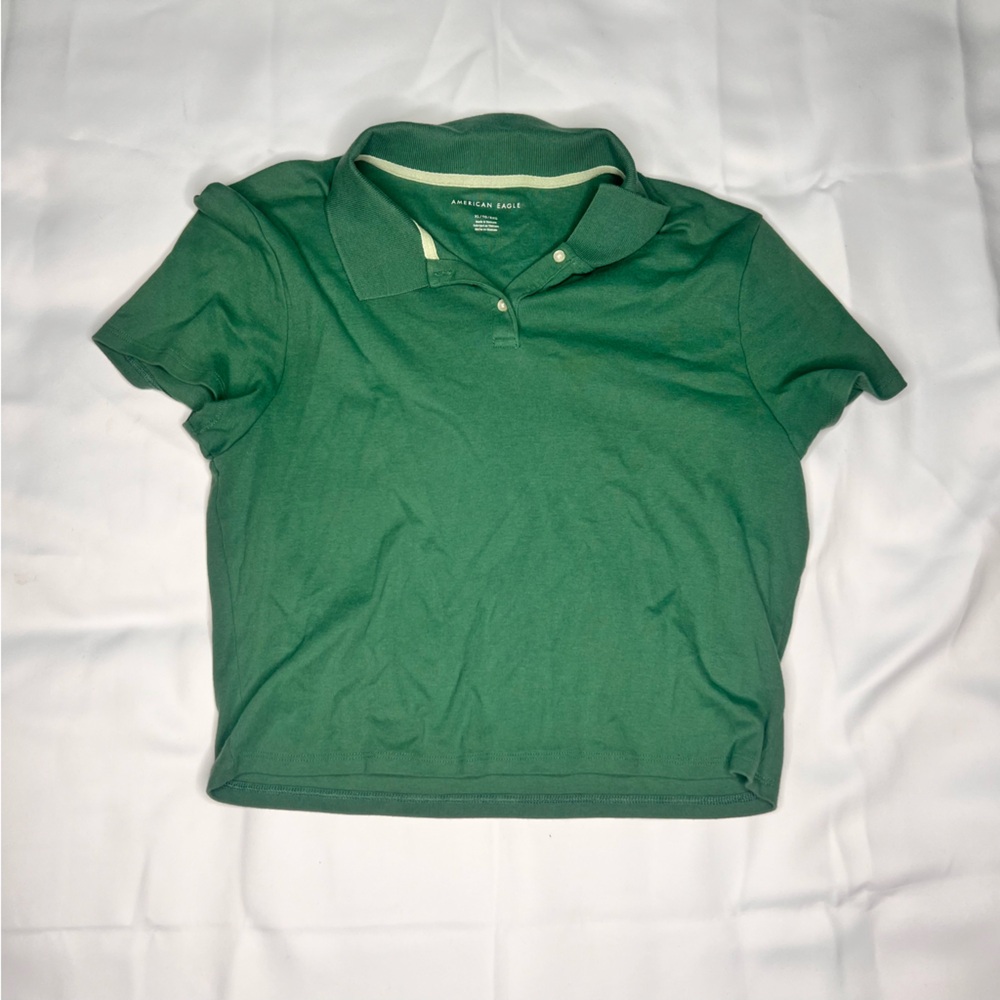 Green Polo Cropped Shirt